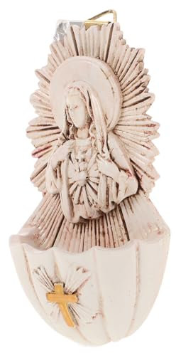 HOLIDYOYO Fonte Acquasantiera Cattolica Decorazione Da Parete in Resina 6 5 * 4 * 12 Cm Elegante