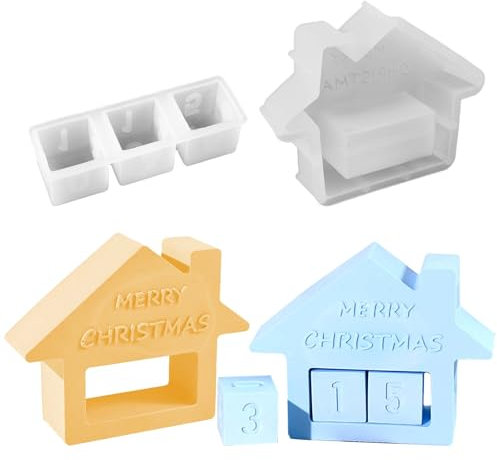 TREABEAR 2 stampi in silicone per Natale, per conto alla rovescia, per la casa, per versare