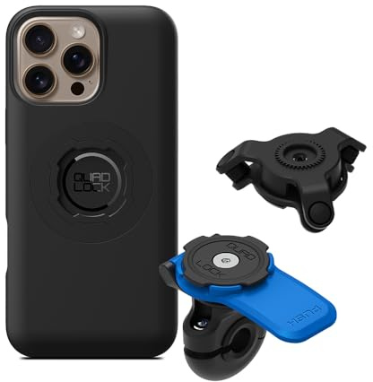 QUAD LOCK Spiegel Handyhalterung für Motorrad mit Vibrationsdämpfer und MAG Hülle für iPhone 16 Pro Max
