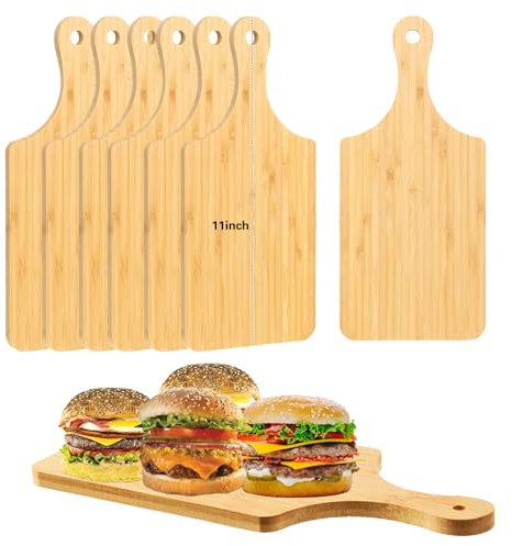 12 taglieri in legno di bambù spesso con manico, 28 x 12 cm, da appendere, taglieri grezzi in legno grezzo, per artigianato, incisione laser, regalo per matrimoni, festa della mamma, inaugurazione