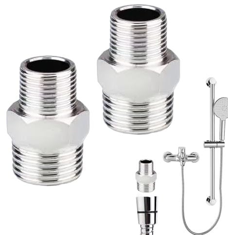 2PCS Shower Hose Connectors Stainless Steel Shower Connector Male to Female Threaded Connector Pipe Reducing Shower Pipe Connector Pipe Plumbing Fittings for Shower Head and Hose