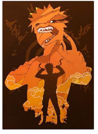 Displate Offiziell Naruto MetallPoster Magnetische Befestigung Lizenziert Bilder Hochwertiges Poster Naruto Shippuden - Naruto Double Exposure Poster 45 cm x 32 cm
