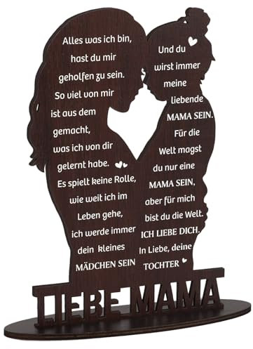 BETESSIN Mutter Tochter Geschenk - Liebe Mama Holzschild mit Basis - Geschenke für Mama von Tochter - Muttertagsgeschenk & Geburtstagsgeschenk für Mama