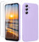YXKJ - Cover per Samsung Galaxy A55 5G con 2 Pezzi Vetro Temperato, Custodia Silicone Liquido con Morbida Microfibra, [Tocco Setoso] [Antiurto] [AntiGraffio] - Viola