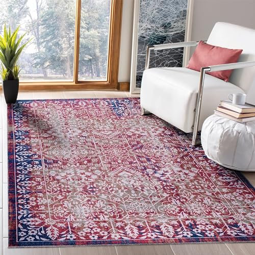 NETLINE HOME Teppich Wohnzimmer - Waschbarer - Teppich Rutsch Stop - rutschfeste Teppiche Aus Baumwolle Gewebt - Vintage Boho Teppich Für, Schlafzimmer Küche Flur Und Salon (Bordeaux, 200X290)