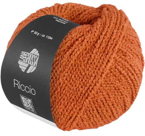 LANA GROSSA Riccio | Kuschelweiches, strukturiertes Garn aus Pima Baumwolle | Handstrickgarn aus 84% Baumwolle & 16% Polyamid | 50g Wolle zum Stricken & Häkeln | 110m Garn FB 19