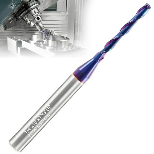 Upcut Spiralfräser-Bit, 1/4-Zoll-Schaft Stabile CNC-Fräser-Bits, Vollhartmetall mit Nanoblauer Beschichtung, 0,3 cm Schnittdurchmesser, Spiralfräser-Bit-Schaftfräser, Hartlegierung, Upcut-Router Bit