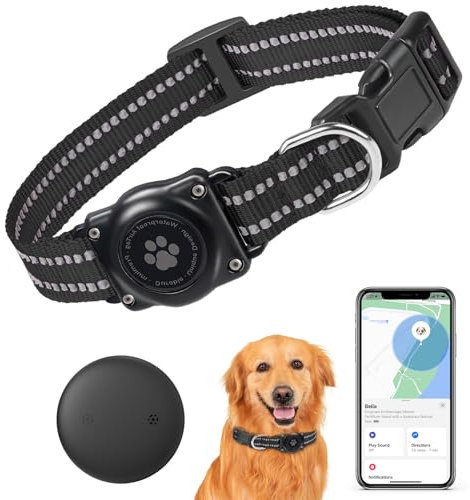 SmartTag Hundehalsband, Mini Tracker Ohne Abo für Hunde, (nur IOS) mit Wasserdichte Reflektierendes GPS Hunde Tracker Halsbänder, Tracking Standort von Haustieren, Arbeite mit Apple Find My (1 pack)
