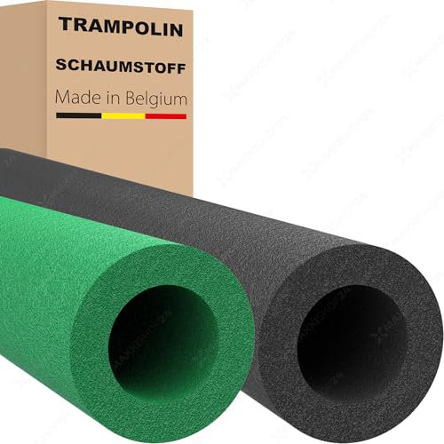 AWM Trampolin Schaumstoff 1000 mm Schaumstoffrohre Schaumstoffpolster Stangenschutz Made in Belgium (4X, Mix - Anthrazit + Grün)