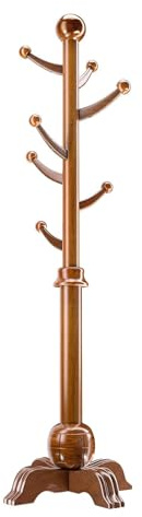 WPPTNSFY Coat Rack Stand with 4-Legged Base, Wooden Coat Tree, Tree-Shaped Coat Rack with 7 Round Hook, Load Capacity 80kg, for Bedroom, Office, Hallway, Entryway, Living Room, Brown