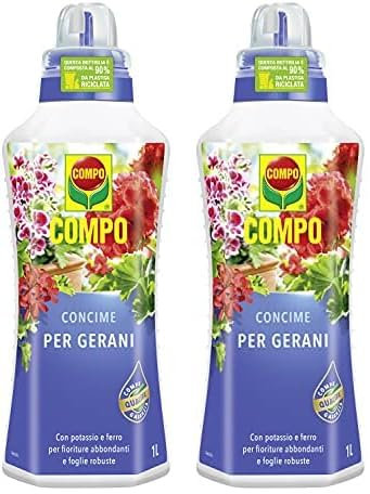 COMPO Concime per Gerani, Liquido, Per fioriture magnifiche e foglie robuste, 1 l (Confezione da 2)