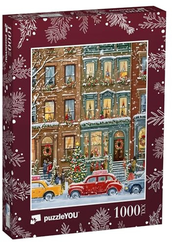 Puzzle 1000 Teile XXL „Weihnachtlich geschmücktes New Yorker Stadthaus“ – aus der Puzzle-Kollektion Weihnachten