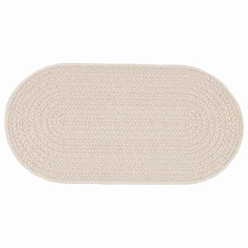 vidaXL Teppich ZIZUR Creme 200 x 100 cm Polypropylen, Flur, oval, moderner Outdoor-Teppich, wetterfest, stylische Patio-Matte, langlebige Terrassenabdeckung