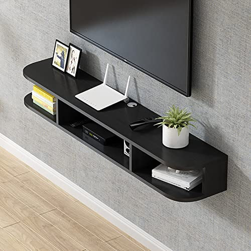 JKJZSALJ TV-Schrank, TV-Wandhalterung, Aufbewahrungsschrank, Audio/Videokonsole, Decoder, Router, Schwarz, 120 x 24 x 20 cm