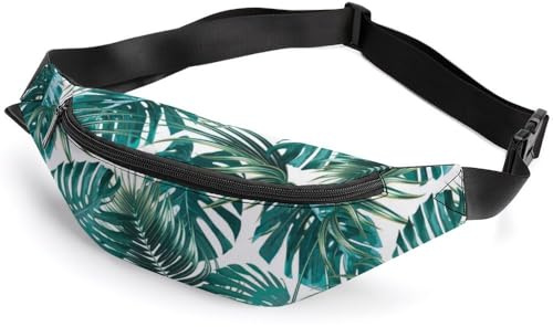 JiuPopular Hüfttasche, Palmblatt und Monstera Bauchtasche, verstellbare Bauchtasche zum Laufen, Spazierengehen, Wandern