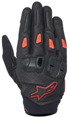 Alpinestars Sp X 7 perforierte Motorrad Handschuhe, schwarz/neon-rot, 3XL | Mit Protektoren