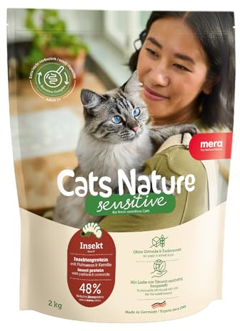 MERA Cats Nature Sensitive Insekt 400g Katzenfutter trocken ohne Getreide | Hochwertige Rezeptur mit hohem Proteinanteil - Alleinfuttermittel, Monoprotein, magenschonend, Familienunternehmen