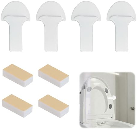 Toilet Lid Lifter & Adhesive Lifter 4 Pack White Sticky Toilet Seat Lift Handle Easy to Use - Perfect for Home, Seniors, Disabled Users, Home Travel, Office, Hotel Accessories