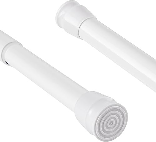 Extendable Curtain Poles 70-120cm Shower Curtain Rods Tension Rods for Curtains Shower Curtain Rails NO Drill for Shower Curtain, Windows, Door Curtain, Bathroom and Wardrobe, White
