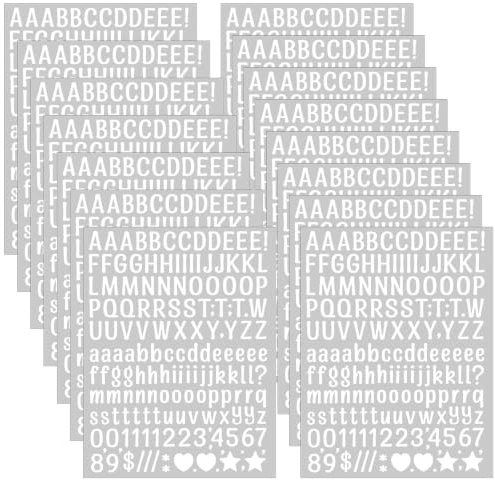Amabro 2580 Stück Selbstklebende Vinyl Buchstaben Zahlen Set | 15 Blätter Wetterfest für Postfach Schilder DIY Scrapbook Kunsthandwerk, Weiß
