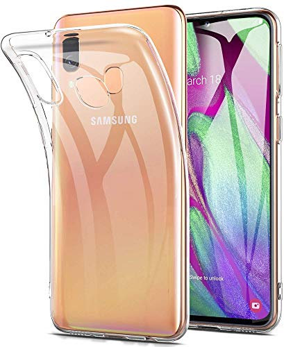 REY Cover in Gel TPU Trasparente per Samsung Galaxy A40, Ultra Sottile 0,33 mm, Morbido Flessibile, Custodia Silicone