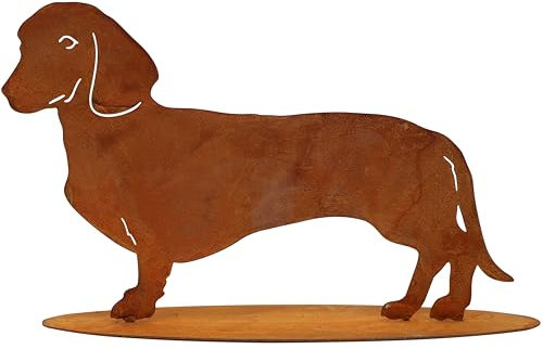 Rostikal® Dackel 60cm - Gartendeko Für Draußen Wetterfest - Balkon Deko aus Metall mit Natürlicher Rostoptik - Ideale Hundefiguren in Rost Deko für den Garten, Balkon & Terrasse