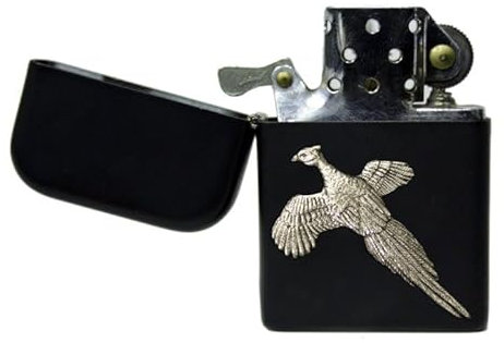 Faisán mate negro a prueba encendedor de gasolina