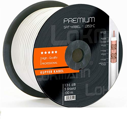 +40 F-Stecker Vollkupfer 100m 135db 8mm SAT Kupfer Koaxialkabel Satelliten Antennen Koax Kabel für Full Ultra TV, 4K UHD/8K/3D/TV, Copper Cable