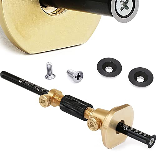 Clarke Brothers Wheel Marking Gauge Kit – 7 Brass Marking Tool with Anti-Roll Fence, Micro-Adjuster, Metric/Imperial Ruler, 2 Extra Cutters & Bolts, Woodworking Scribe Tool