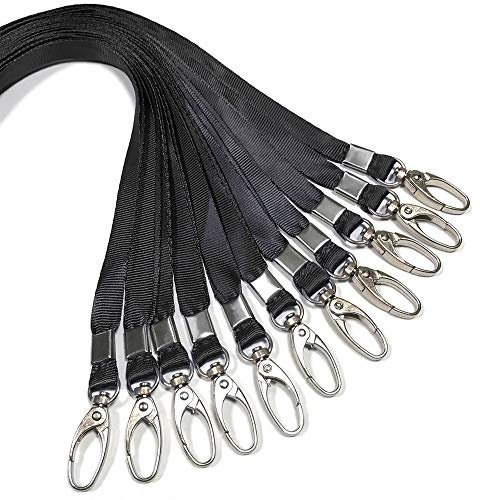 50 Stück Schlüsselbänder Schwarz Schlüsselband für Ausweisausweise, Nylon, Schlüsselband, Großclip, Drehhaken für Büroausweise, Abzeichen, Schlüsselanhänger