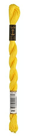 Anchor Perlgarn Stärke 5 4585000-00290 gelb Stickgarn, 100 % Baumwolle, 5g Strängchen