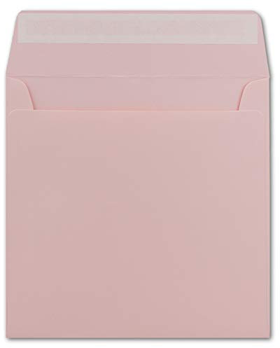 40 Quadratische Brief-Umschläge Rosa - 15,5 x 15,5 cm - 120 g/m² Haftklebung stabile Kuverts ohne Fenster - von Ihrem Glüxx-Agent