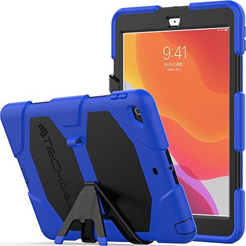 TECHGEAR G-SHOCK Design for iPad 10.2 2021 2020 2019 [9th/8th/7th Generation] Tough Rugged HEAVY DUTY Armour Shockproof Survival Protective Case with Stand - Kids Schools Builders Workman Case BLUE