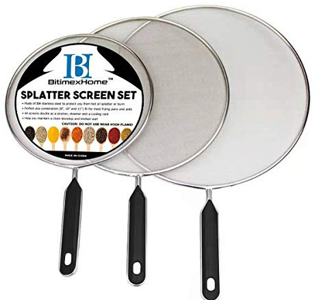 Grease Splatter Screen For Frying Pan Cooking - Stainless Steel Splatter Guard Set of 3-8, 10 and 11 inch - Fine Mesh Iron Skillet Lid- Hot Oil Shield to Stop Prime Burn (3, 8,10,11)