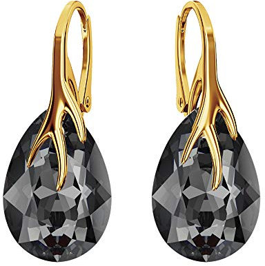 Ohrringe Silber 925 Hängend - Vergoldete Ohrringe Hängend mit Kristallen - Wählen Sie Schmuck für Sie - Wetten Sie Auf Silber Ohrringe Damen in Form eines Tropfes (Silver Night)