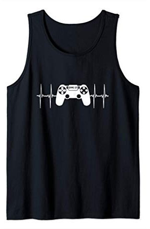 Video Game Geek Controller Gamer Heartbeat On Gaming Tank Top