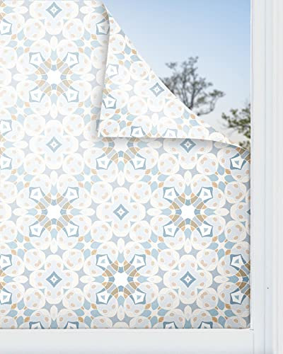 Panorama Fensterfolie Hydraulischer Orientalischer Blauer Typ 39x300 cm - Milchglasfolie Selbstklebend Fenster - Klebefolie