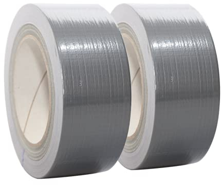 2 Rollen Gewebeband in schwarz | Panzertape | Panzerband | Gaffa Tape | Duct tape | 50mm x 50m, Farbe:silber