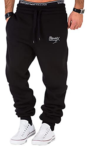 REPUBLIX Herren Sporthose Jogger Jogginghose Sweatpants Trainingshose R-0052 Schwarz XL