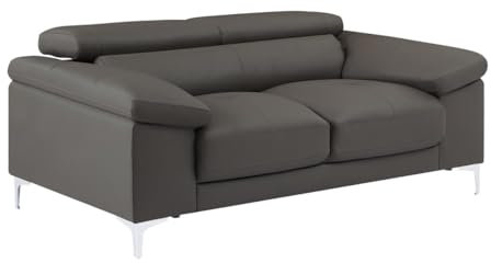 Vente-unique-Ledersofa 2-Sitzer - Anthrazit - Solange