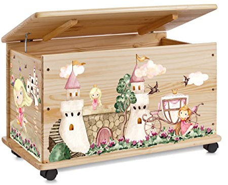 Farbklecks Collection Spielzeugkiste Prinzessin - Spielzeugkiste Holzkiste Kinderzimmer Deko personalisierbar