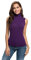 IQYU Maglietta da donna a collo alto, senza maniche, sottile, morbida, elasticizzata, a collo alto, tinta unita, maglietta basic estiva, S-XL, viola., XL