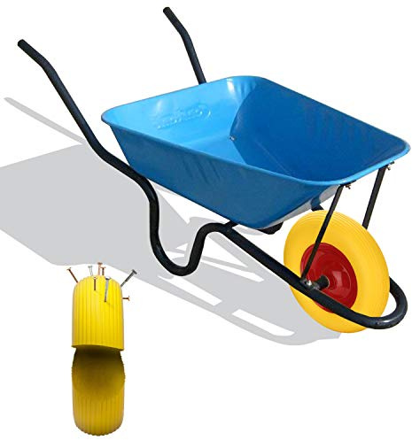 Tubiaz Schubkarrenrad Vollgummi Reifen 4.80 4.00-8 Ø 390mm mit Achse pannensicher Ersatzrad Gummirad, für Gartenkarren pannensicheres PU Rad, Gelb-Rot