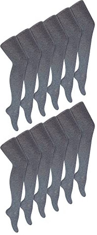 Sock Snob 12 Pair Multipack Girls School Uniform Tights Soft & Comfy Plain Opaque Pantyhose Tights for Kids (11-12 Years, Grey)