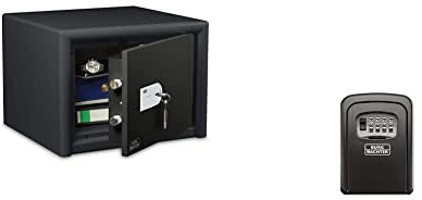 BURG-WÄCHTER Möbeltresor mit Schlüssel, 27 l, 55 kg, CL 420 K, Schwarz & Burg-Wächter 39650 Schlüsseltresor mit 4-stelligem Zahelncode für außen und innen, Sicher, Wandmontage, Key Safe 30 SB, Schwarz