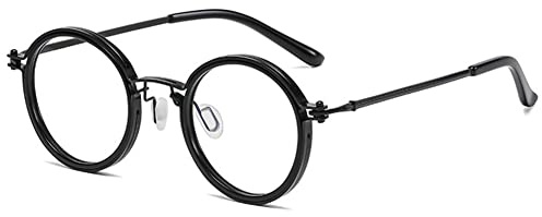 VEVESMUNDO Runde Lesebrillen Blaulichtfilter Retro Vintage Metall Nerdbrille Herren Damen Lesehilfe Sehhilfe