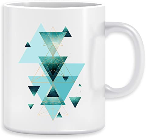 Vendax Geometric Triangle Compilation In Teal, Aqua And Rose Gold Tasse Ceramic Mug Cup