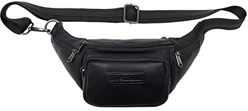 Hill Burry Umhängetasche - Unisex | Echtes Leder | Robuste Verarbeitung und hervorragendes Handling | Professionelle Bauchtasche | Drei Fächer 3044 Black