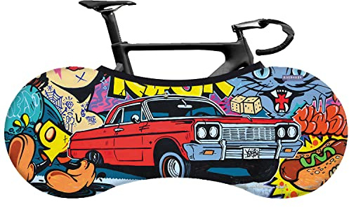 RIVERHIKER Stretchy Bike Wheel Cover, Anti-dust High Elastic Outdoor Indoor Washable Bicycle Protection Storage Bag(Red Car)