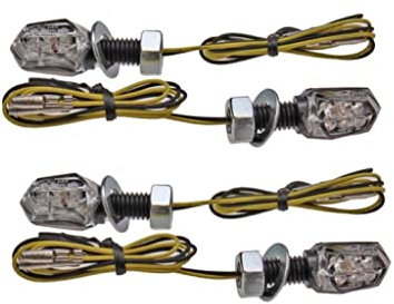 Streetparts24 LED Micro Mini Blinker Set Schwarz Klein 12V E-geprüft passend für Motorrad Roller Scooter 4 Stück